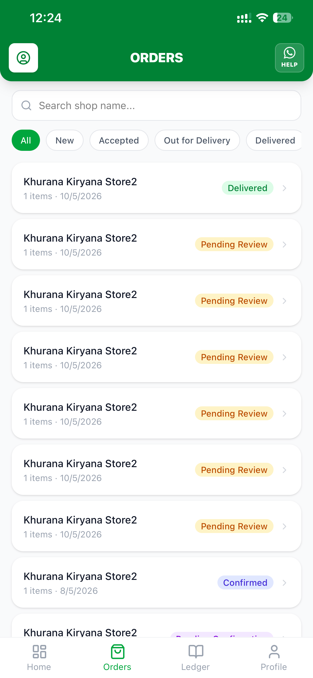 Agent App Restock Orders
